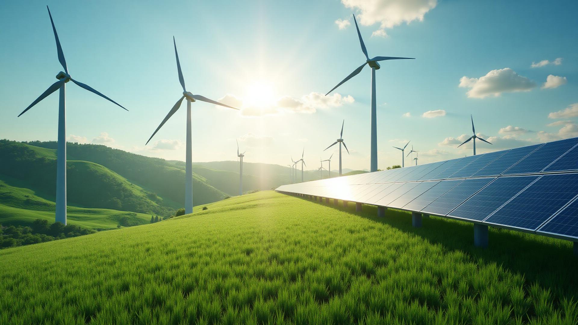 Energía renovable - paneles solares y aerogeneradores
